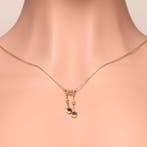 Halsketting - 18 karaat Geel goud - 0.32ct. tw. Saffier -
