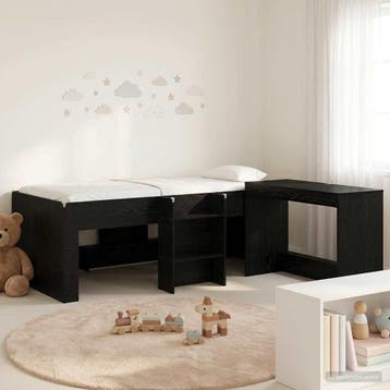 vidaXL Bedframe met Bureau 2 st Zwart eiken Bewerkt hout, Verzenden, Nieuw