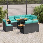 vidaXL 9-delige Loungeset met kussens poly rattan acacia, Tuin en Terras, Tuinsets en Loungesets, Verzenden, Nieuw, Loungeset