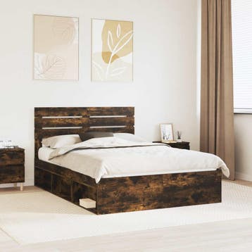 vidaXL Bedframe Rook Eiken 140 x 190 cm Massief grenenhout, Verzenden, Nieuw