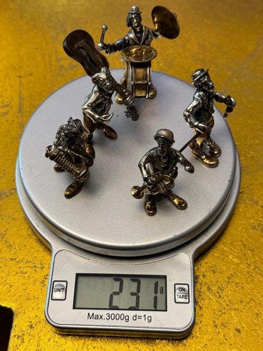Figuur - Clownband (5) - .800 zilver, Antiek en Kunst, Antiek | Zilver en Goud