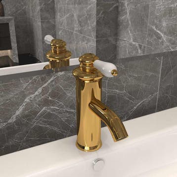 vidaXL Wastafelkraan 130x180 mm goudkleurig, Doe-het-zelf en Bouw, Verzenden, Nieuw