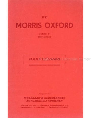 1956 MORRIS OXFORD INSTRUCTIEBOEKJE NEDERLANDS