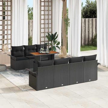 vidaXL Tuinbank Set 8 st Zwart, Verzenden, Nieuw