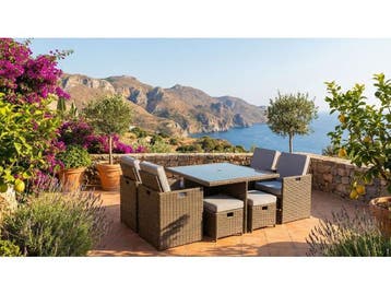 Veiling - Diningset / Tuinset incl. kussens 9-delig, Nieuw