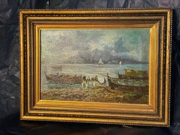 Paolo Pratella (1892-1980) - Paesaggio marino con pescatori