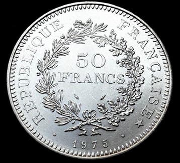 Frankrijk. 50 Francos 1975 Hercule – Prata .900 (Grande
