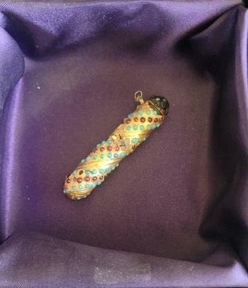 Turquoise - 18 karaat - Geel goud - Sieraden appliqué -, Antiek en Kunst