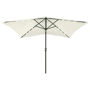 vidaXL Parasol met LEDs en stalen paal 2x3 m zandkleurig, Verzenden