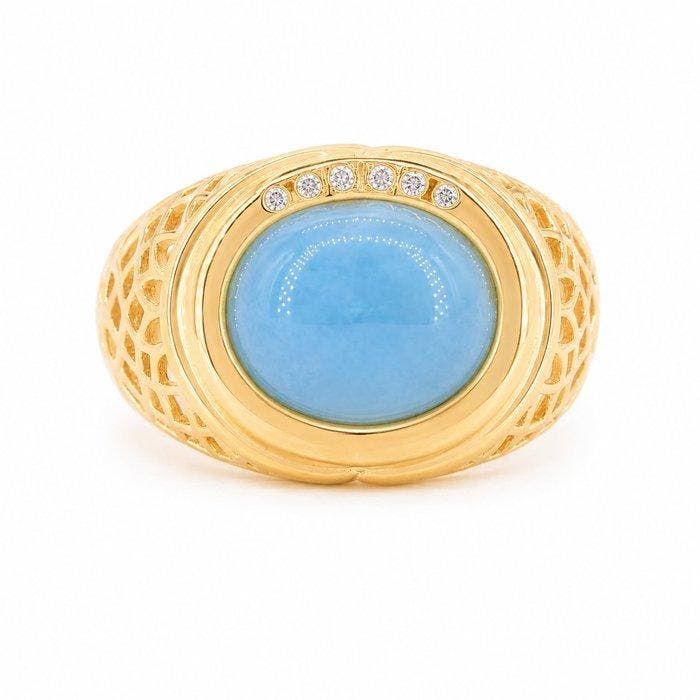 Sans prix de réserve - Bague Plaqué or Aigue-marine -, Bijoux, Sacs & Beauté, Bagues