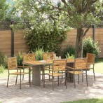 vidaXL Tuin Eettafel Set 7 pcs Grijs en Bruin poly rattan, Verzenden, Nieuw