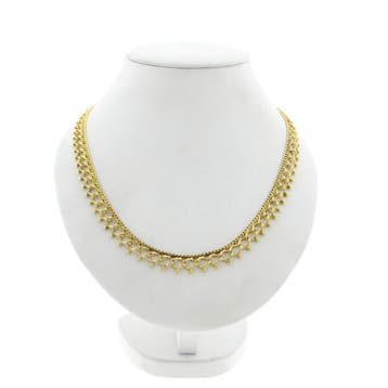 Gouden galeriedraad schakelcollier (Ketting), Handtassen en Accessoires, Kettingen, Ophalen of Verzenden, Gebruikt, Goud, Goud