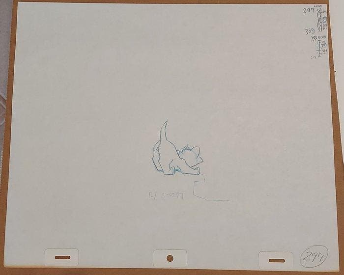 Disney - 1 Original drawing - Oliver & Company - Oliver -, Verzamelen, Disney