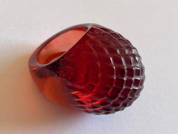 René Lalique - Rode slang - Cristal - Ring
