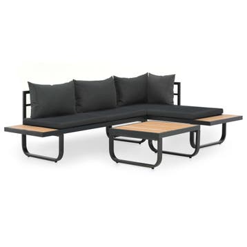 vidaXL 2-delige Tuinhoekbankenset met kussens aluminium HKC, Verzenden, Nieuw