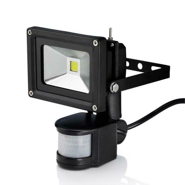 10W LED / PIR schijnwerper Koud Wit, Tuin en Terras, Buitenverlichting, Verzenden