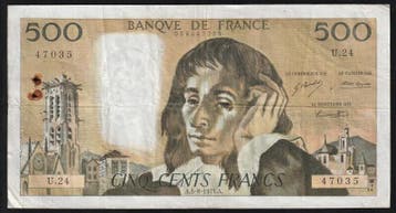 France Frankreich Pick 156 500 Francs Pascal 05/08/1971 U 24, Verzenden, België