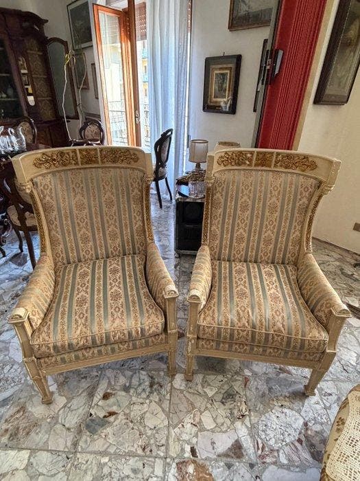 Fauteuil (2) - Verguld hout, Antiquités & Art, Antiquités | Autres Antiquités