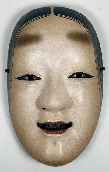 Noh masker - Hout, Hoogwaardige handgesneden Japanse
