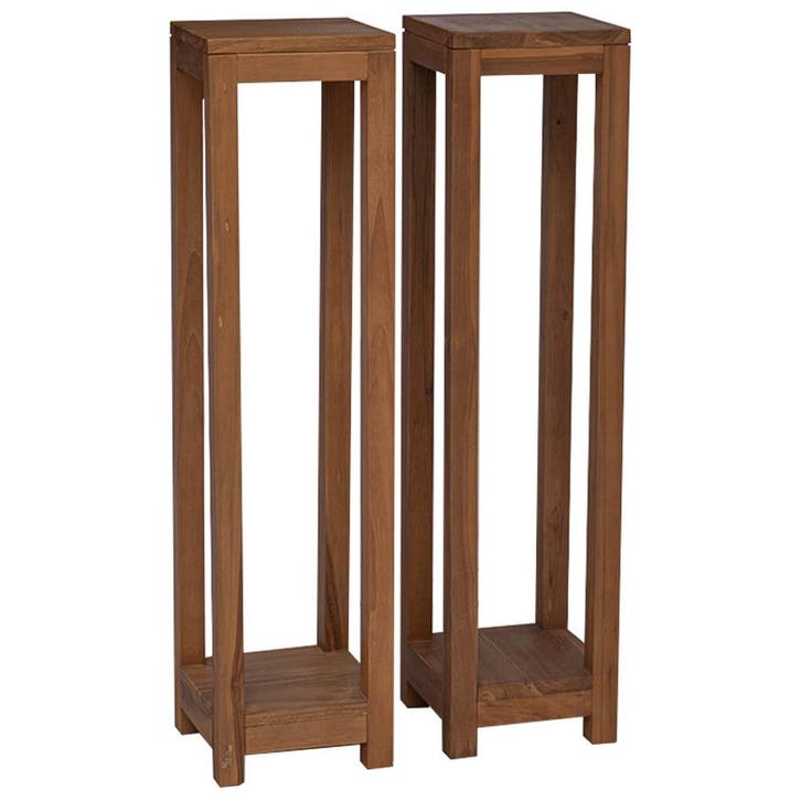 vidaXL Plantenstand 2 st Naturel 25 x 25 x 100 cm Massief, Jardin & Terrasse, Bacs à fleurs & Jardinières, Envoi