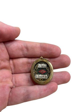 Reliekhouder - Brons, Gouden cartouche, Glas - 20e eeuw - Ex