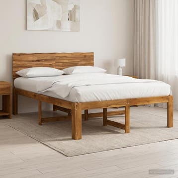 vidaXL Tweepersoonsbed met hoofdbord ROSTOCK Naturel 137 x, Huis en Inrichting, Slaapkamer | Bedden, Verzenden, Nieuw