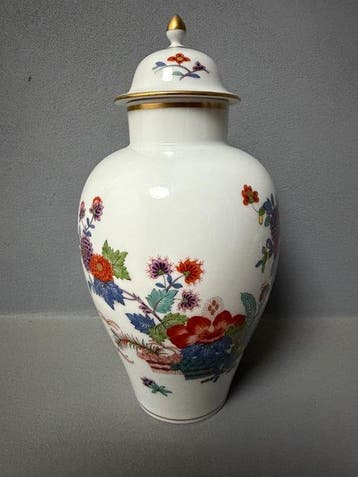 Meissen - Vase - Porcelaine - Peinture de fleurs indiennes