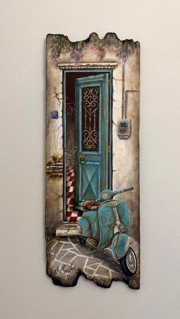 Décoration murale - Trompe-lœil - Grèce - Peinture sur bois