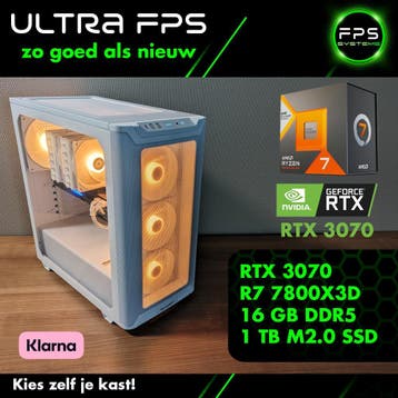 Game PC Ryzen 7 7800X3D – RTX 3070 – 16GB – 1 TB m2.0 SSD, Ryzen 7 7800X3D Nieuw, Verzenden, Virtual Reality, Refurbished