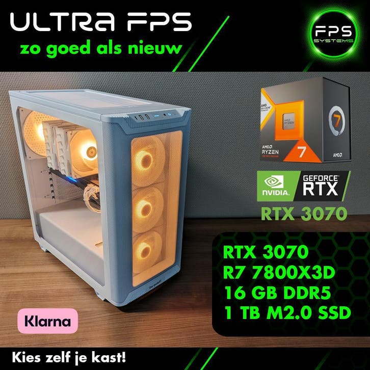 Game PC Ryzen 7 7800X3D – RTX 3070 – 16GB – 1 TB m2.0 SSD, Computers en Software, Desktop Pc's, 3 tot 4 Ghz, SSD, Met videokaart