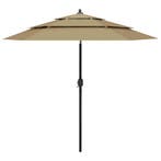 vidaXL Parasol 3-laags met aluminium paal 2,5 m taupe, Verzenden