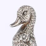 NO RESERVE - Miniatuur Eend - Beeldje - zilver gelamineerd