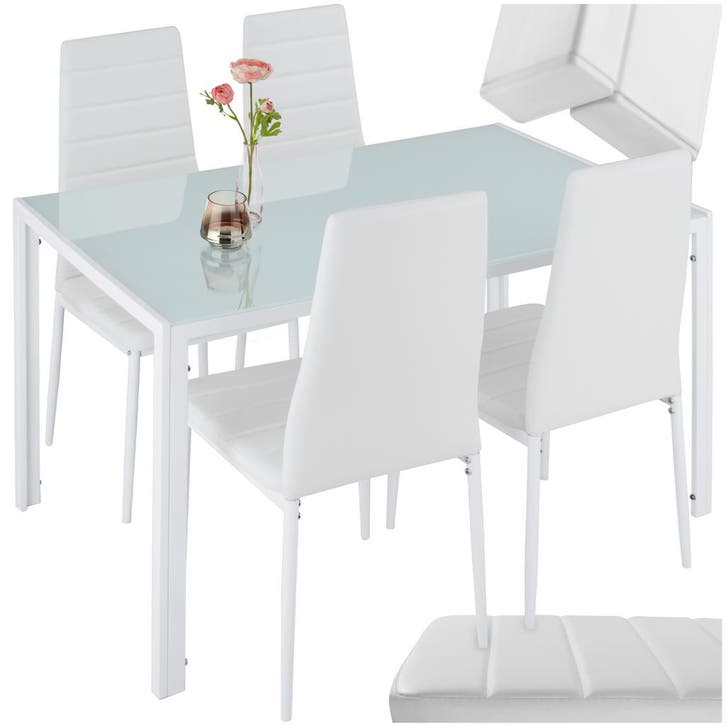 Eettafelset Berlin 4+1 - wit, Maison & Meubles, Salles à manger complètes, Envoi
