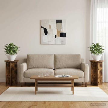vidaXL Plantenstand 2 st Gerookt eiken Ø40 x 60 cm Bewerkt, Verzenden, Nieuw