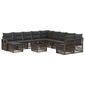 vidaXL Tuinbank Set 12 pcs Grijs poly rattan, Verzenden, Nieuw