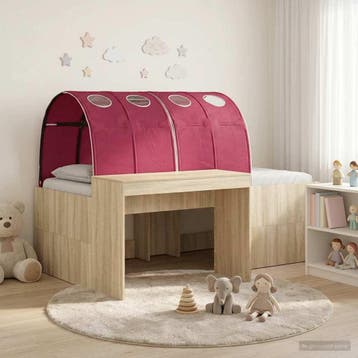 vidaXL Bed met Tunnel 3 st Sonoma eiken en rood Bewerkt hout, Verzenden