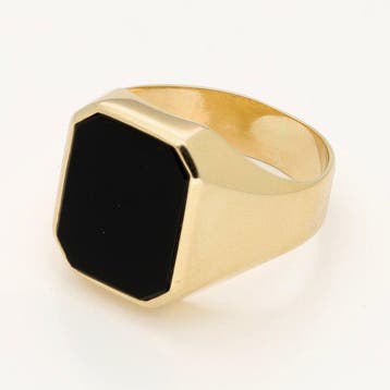 Ring - 14 karaat Geel goud - Zegelring - Onyx, Nieuw