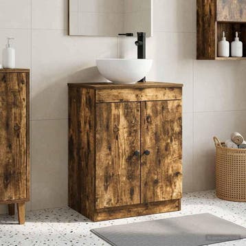 vidaXL Badkamer Vanity met Wastafel Gerookt eiken 54 x 35 x, Verzenden, Nieuw