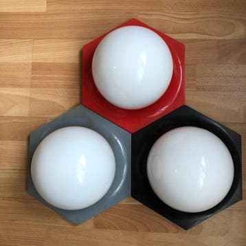 Massive - Lamp (3) - Hexagon - Kunstof en Glas