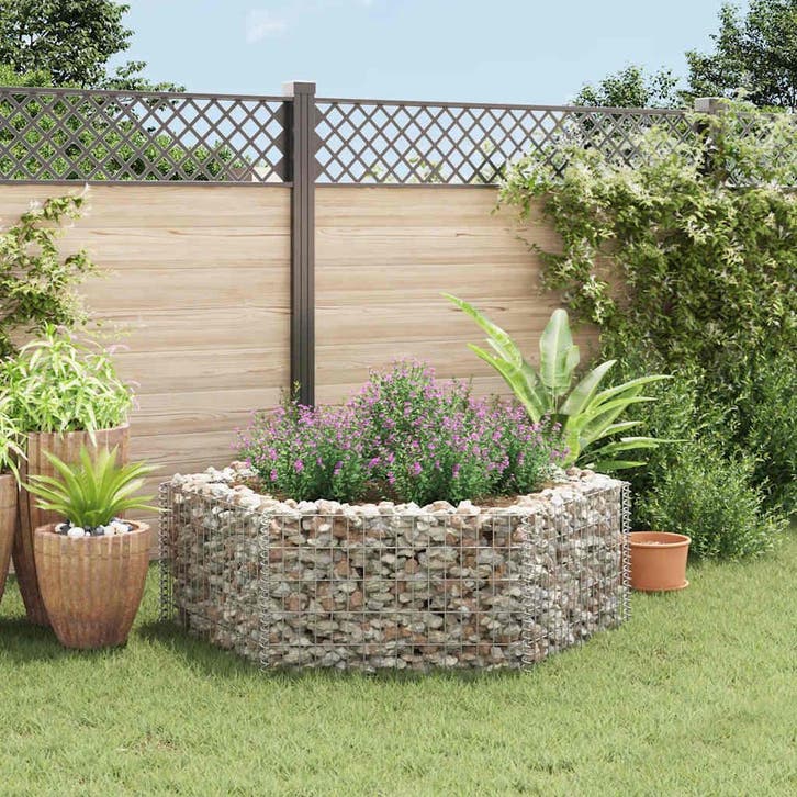 vidaXL Gabion plantenbak verhoogd zeshoekig 160x140x50 cm, Tuin en Terras, Bloempotten, Nieuw, Verzenden