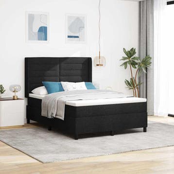 vidaXL LED Box Spring Bed met matras Zwart 140 x 190 cm Stof, Verzenden, Nieuw