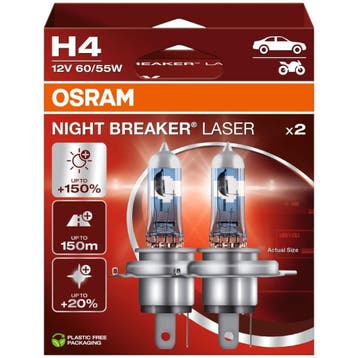 Osram H4 Night Breaker Laser +150% autolampen – 2 stuks, Verzenden, Nieuw