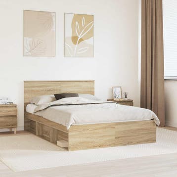 vidaXL Bedframe met hoofdeinde Sonoma 160 x 200 cm Bewerkt, Verzenden, Nieuw
