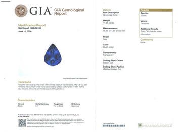 Bleu Tanzanite - 14.98 ct - Gemological Institute of America