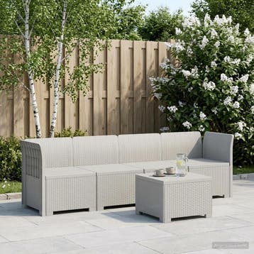 vidaXL 4-Zits Tuin Sofa Rieten Look PP Wit, Verzenden, Nieuw