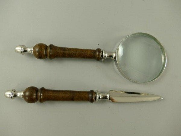 Couteau à papier (2) - nickelé, Bois, Antiquités & Art, Art | Objets design