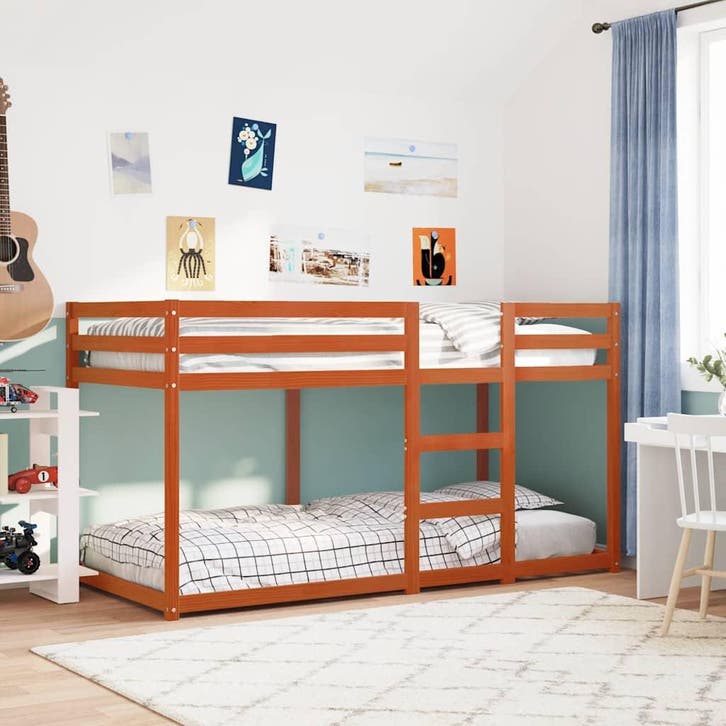 vidaXL Stapelbed massief grenenhout wasbruin 80x200 cm, Maison & Meubles, Chambre à coucher | Lits, Envoi