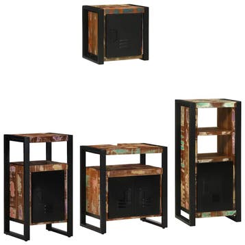 vidaXL Badkamermeubel Set met lade 4 pcs Massief, Huis en Inrichting, Badkamer | Badkamermeubels, Verzenden, Nieuw