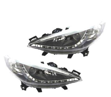 PHARES POUR PEUGEOT 207 06-12 DRL FOND NOIR, Autos : Pièces & Accessoires, Verzenden