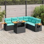 vidaXL 7-delige Loungeset met kussens poly rattan acacia, Tuin en Terras, Tuinsets en Loungesets, Verzenden, Nieuw, Loungeset